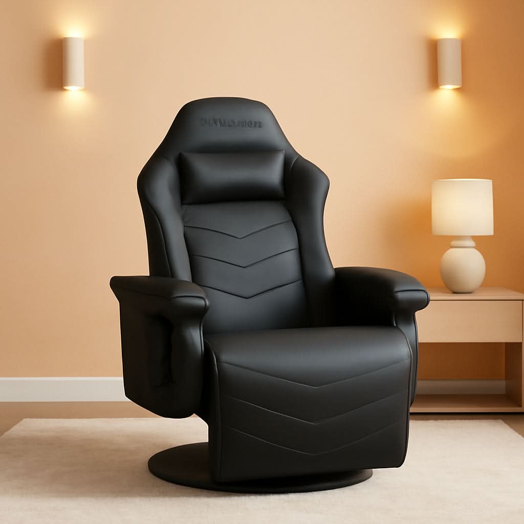 900 Gaming Recliner Black With Adjustable Leg Rest Cupholder