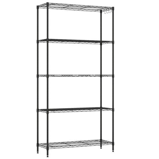 5-Tier Metal Storage Shelving Unit with V-Shaped Wire Rack and 1250 LBS Capacity-Black
