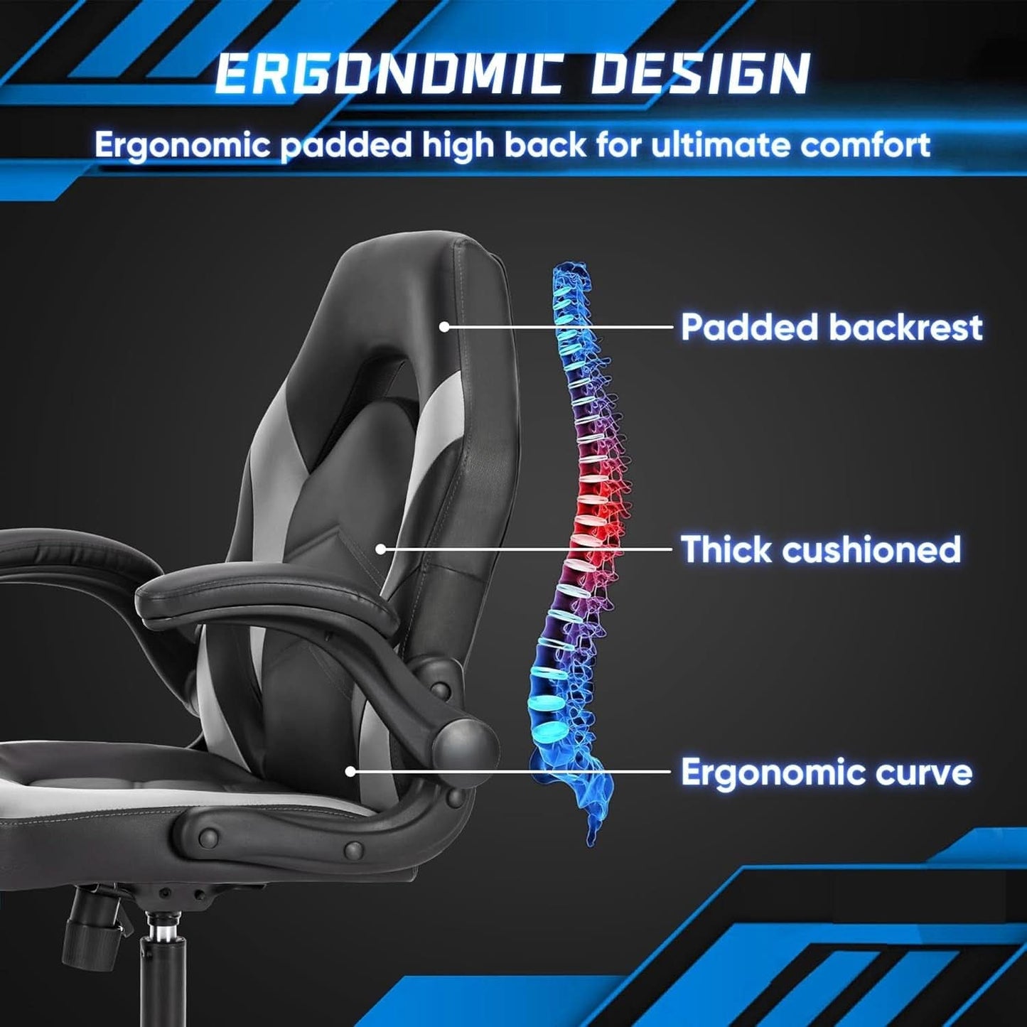 Big And Tall Leather Office Desk Gaming Chair With Adjustable Arms