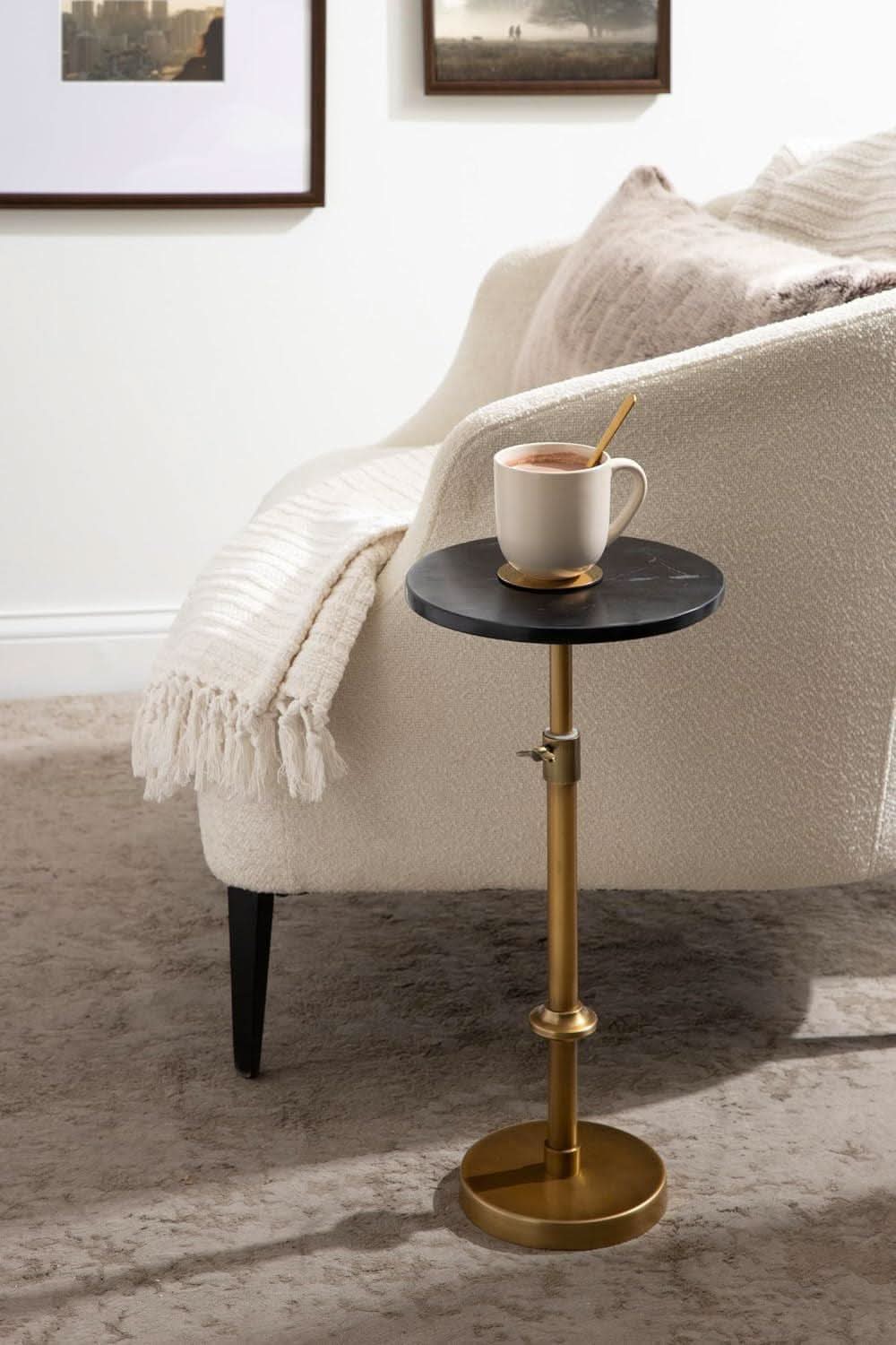 Adjustable Black Marble Pedestal Drink Table 10x10