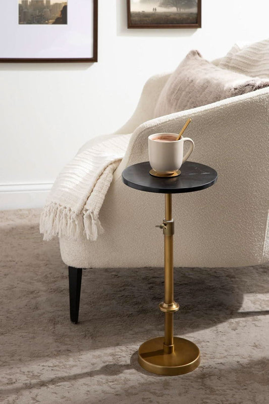 Adjustable Black Marble Pedestal Drink Table 10x10