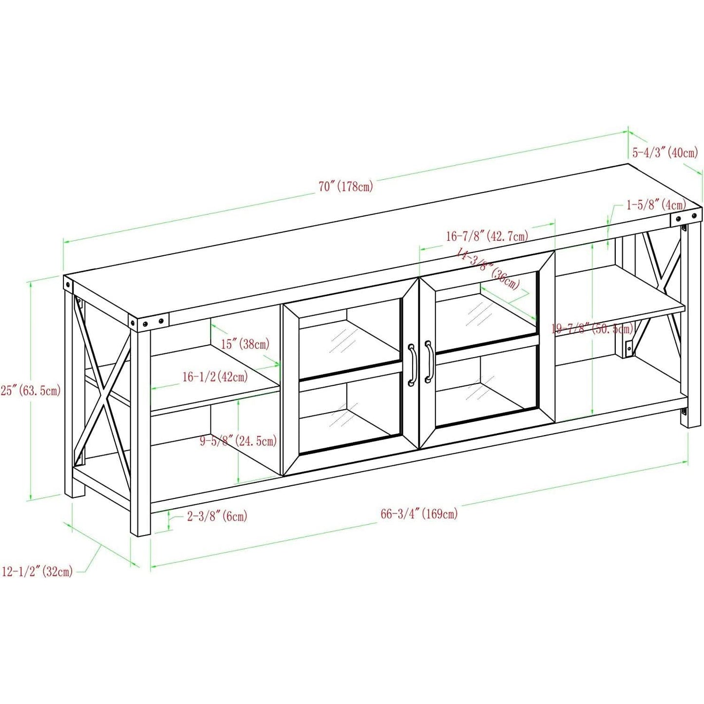Rustic Modern 70 Inch TV Console With Open Shelves