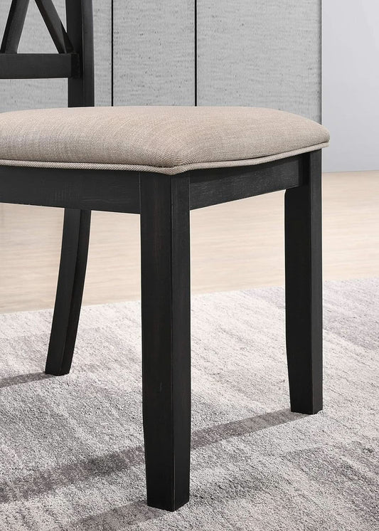 Windvale Black Cross Back Fabric Upholstered Dining Chair Set Of 2