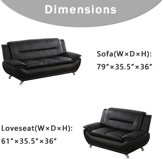 Leather Couches For Living Room Black Sofa And Loveseat Set