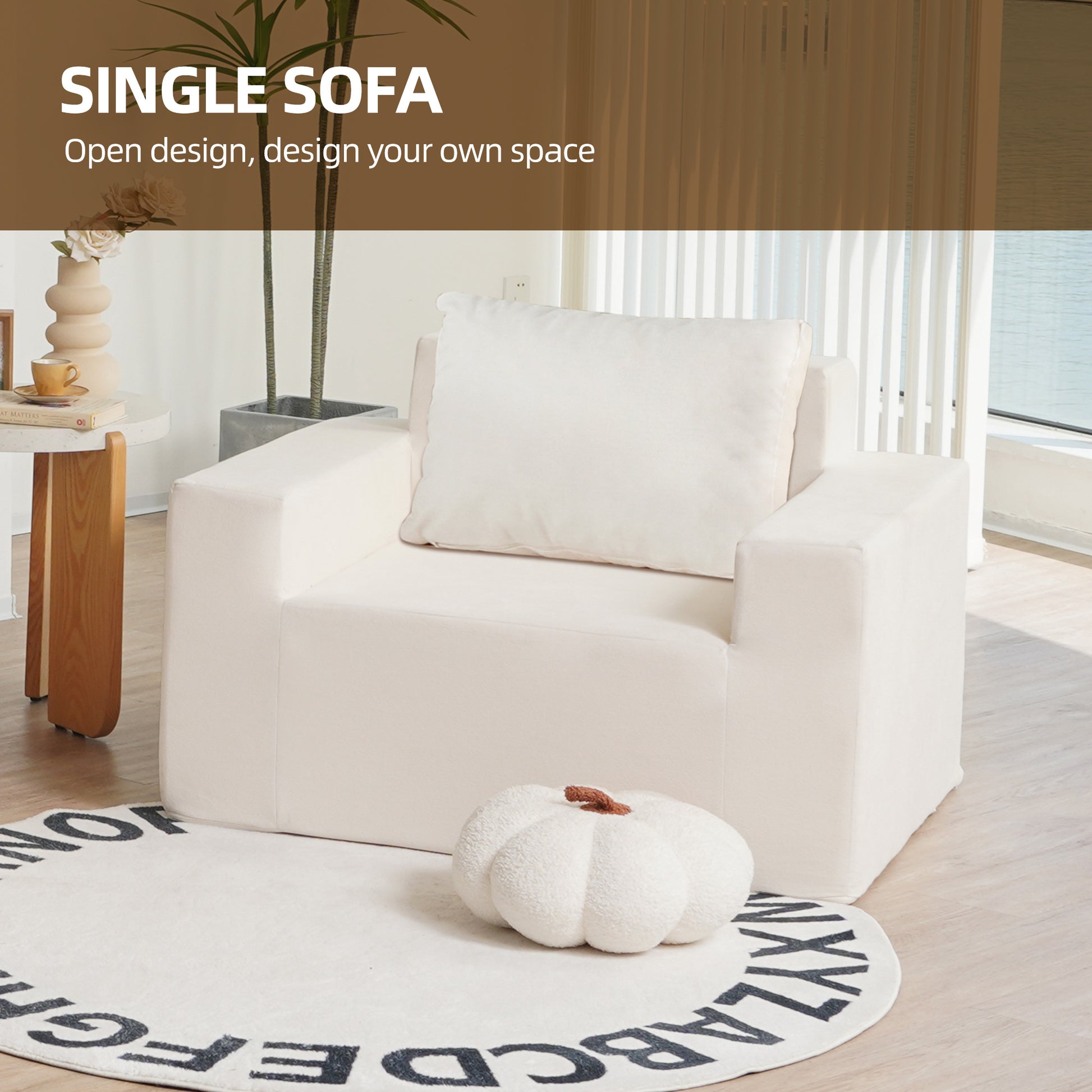 Sofa in a box Foam Sofa Couch with Pillow, Bean Bag Chairs for Adults Stuffed High-Density Foam - Image #0
