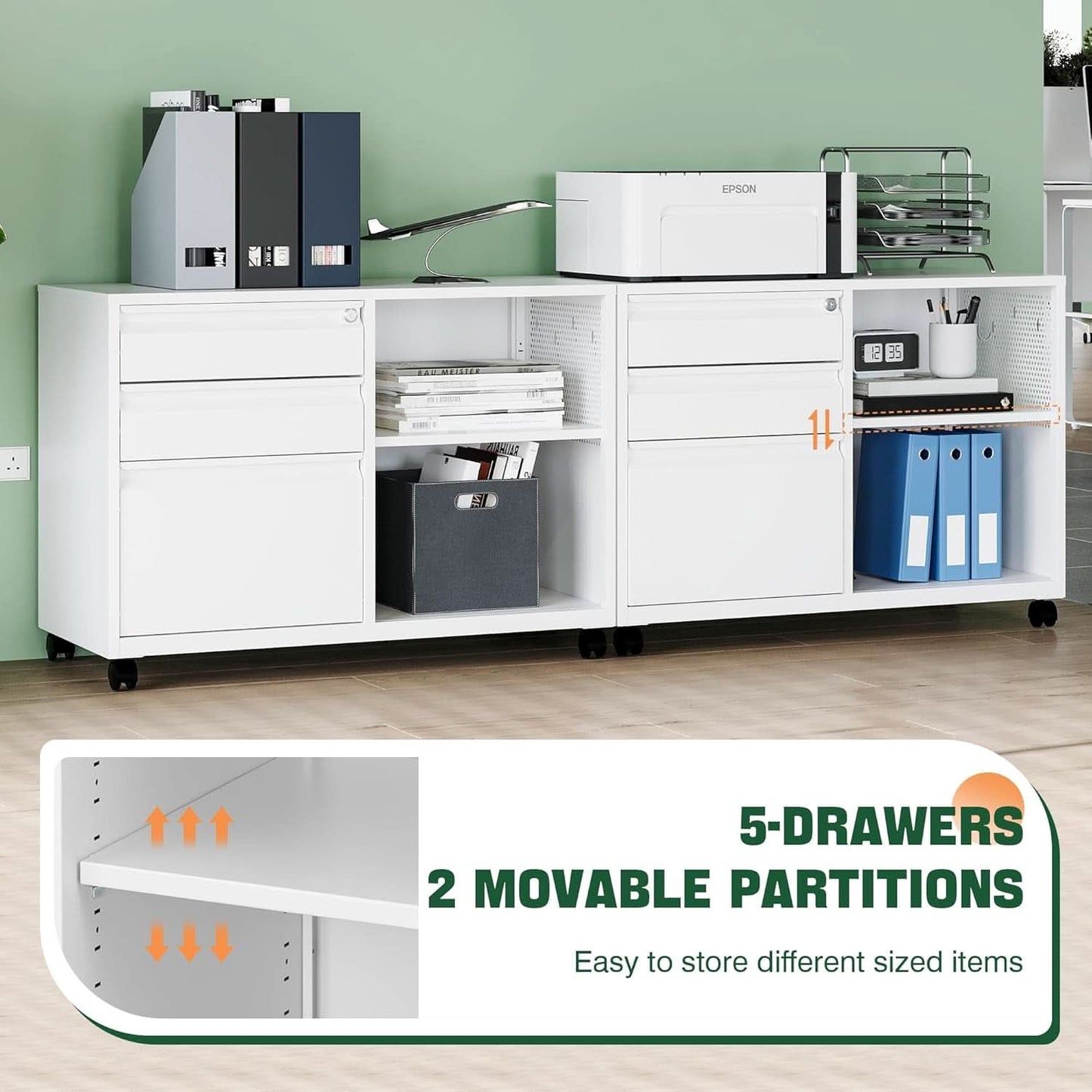 White Locking 3 Drawer File Cabinet For Home Office