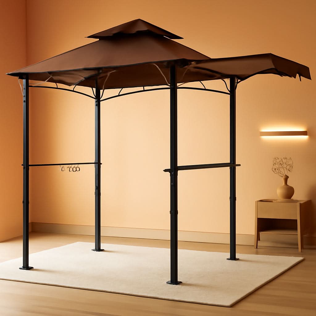 11x5 Grill Gazebo With Brown Weatherproof Lighting