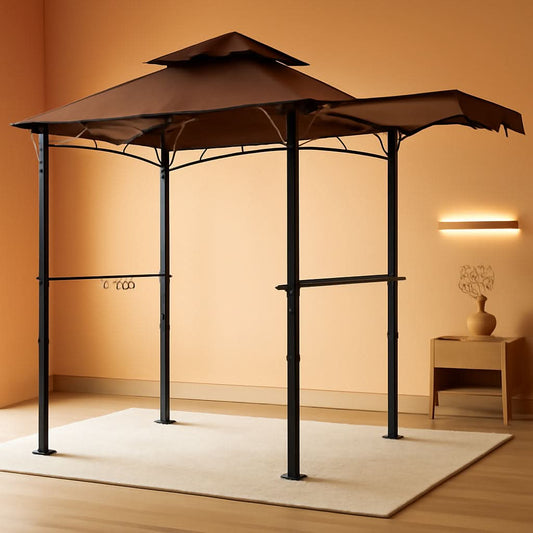 11x5 Grill Gazebo With Brown Weatherproof Lighting