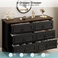 Black FortySevenPointTwoInch Wide Six Drawer Dresser