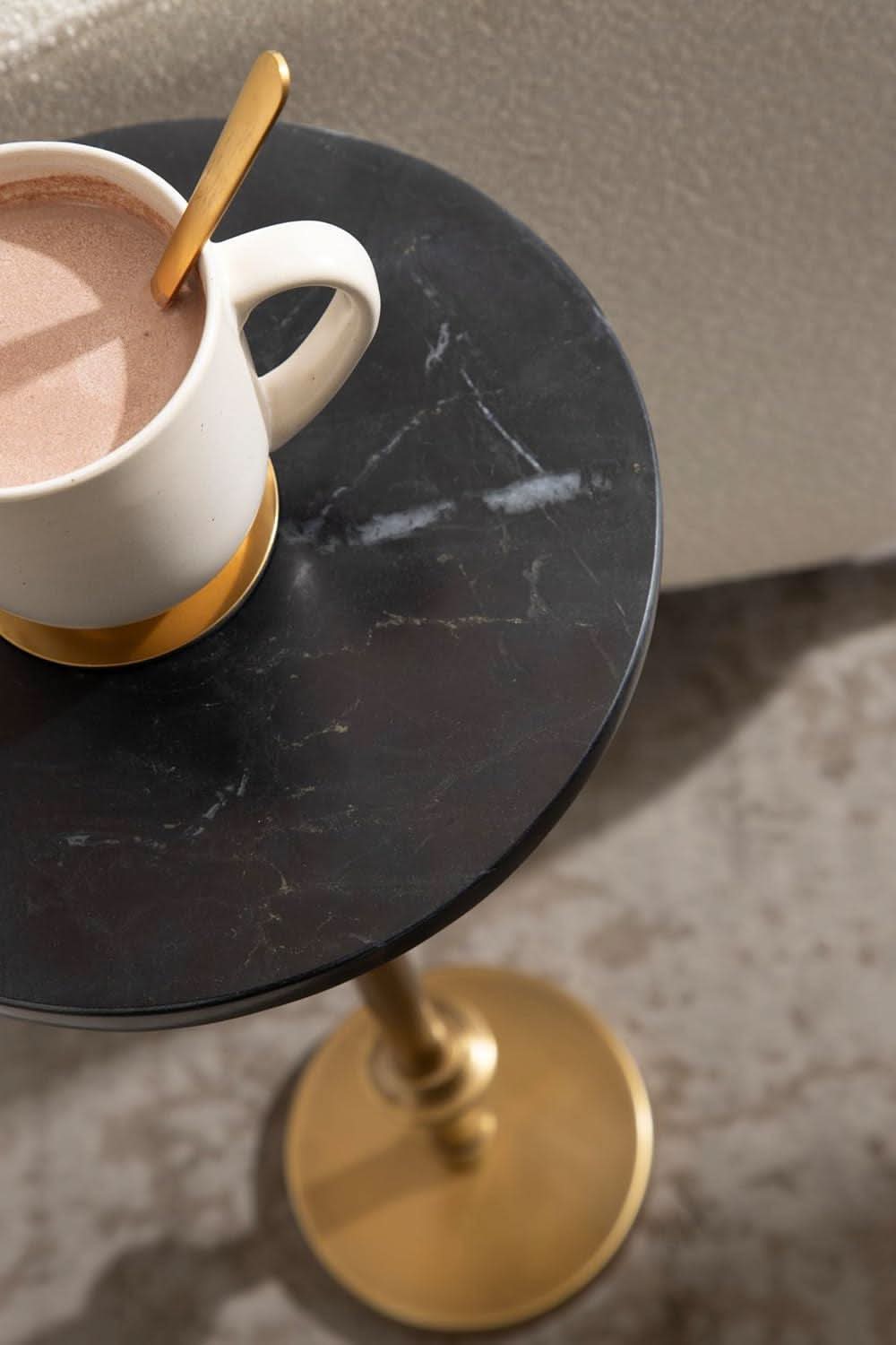 Adjustable Black Marble Pedestal Drink Table 10x10