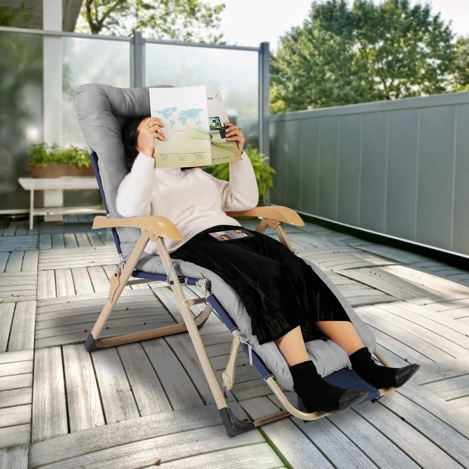 67x22in Chaise Lounger Cushion Recliner Rocking Chair Sofa - Image #0