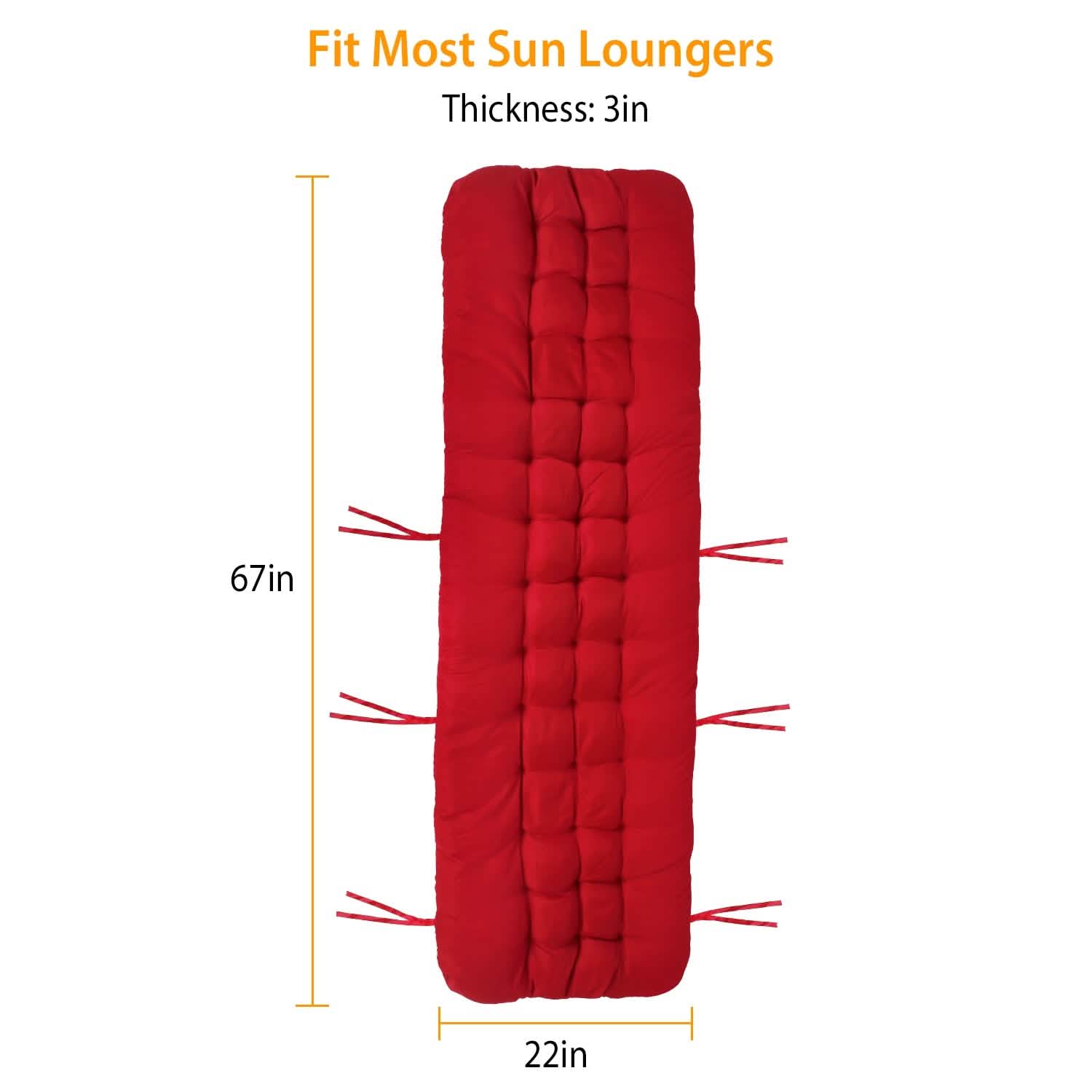 67x22in Chaise Lounger Cushion Recliner Rocking Chair Sofa - Image #0