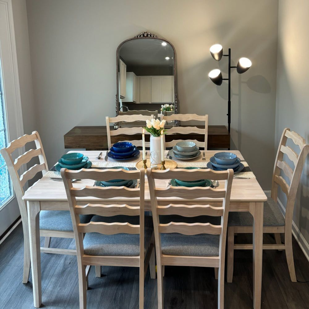 ACTU Farmhouse Dining Table Set with Upholstered Chairs for 4–6 - Image #0