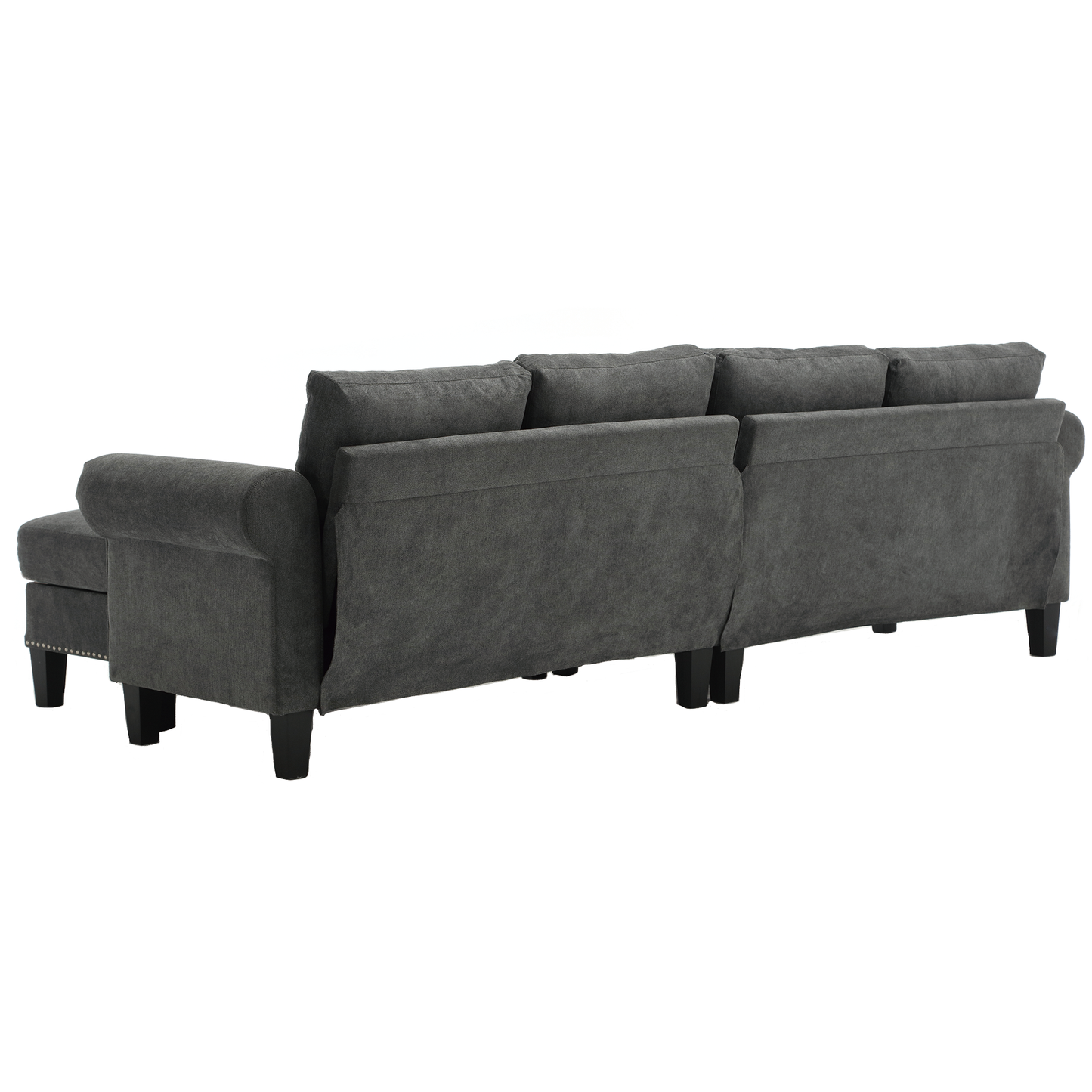 Convertible Sectional Sofa with Storage,L-shaped sofa Modern Linen Fabric Sectional Couches for Living Room,Gray - Image #0