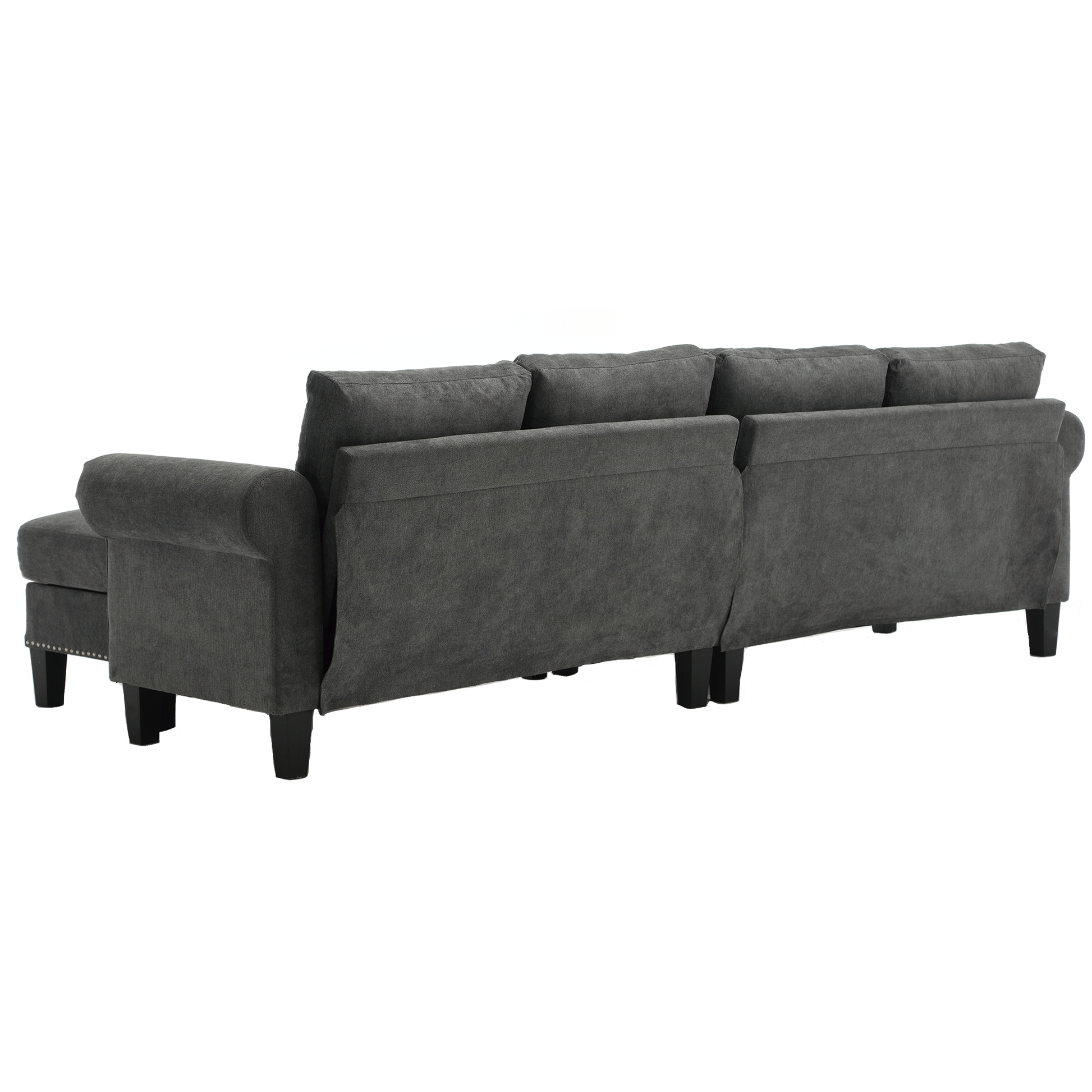 Convertible Sectional Sofa with Storage,L-shaped sofa Modern Linen Fabric Sectional Couches for Living Room,Gray - Image #0