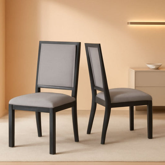 Espresso Upholstered Solid Wood Dining Chairs 19Inch