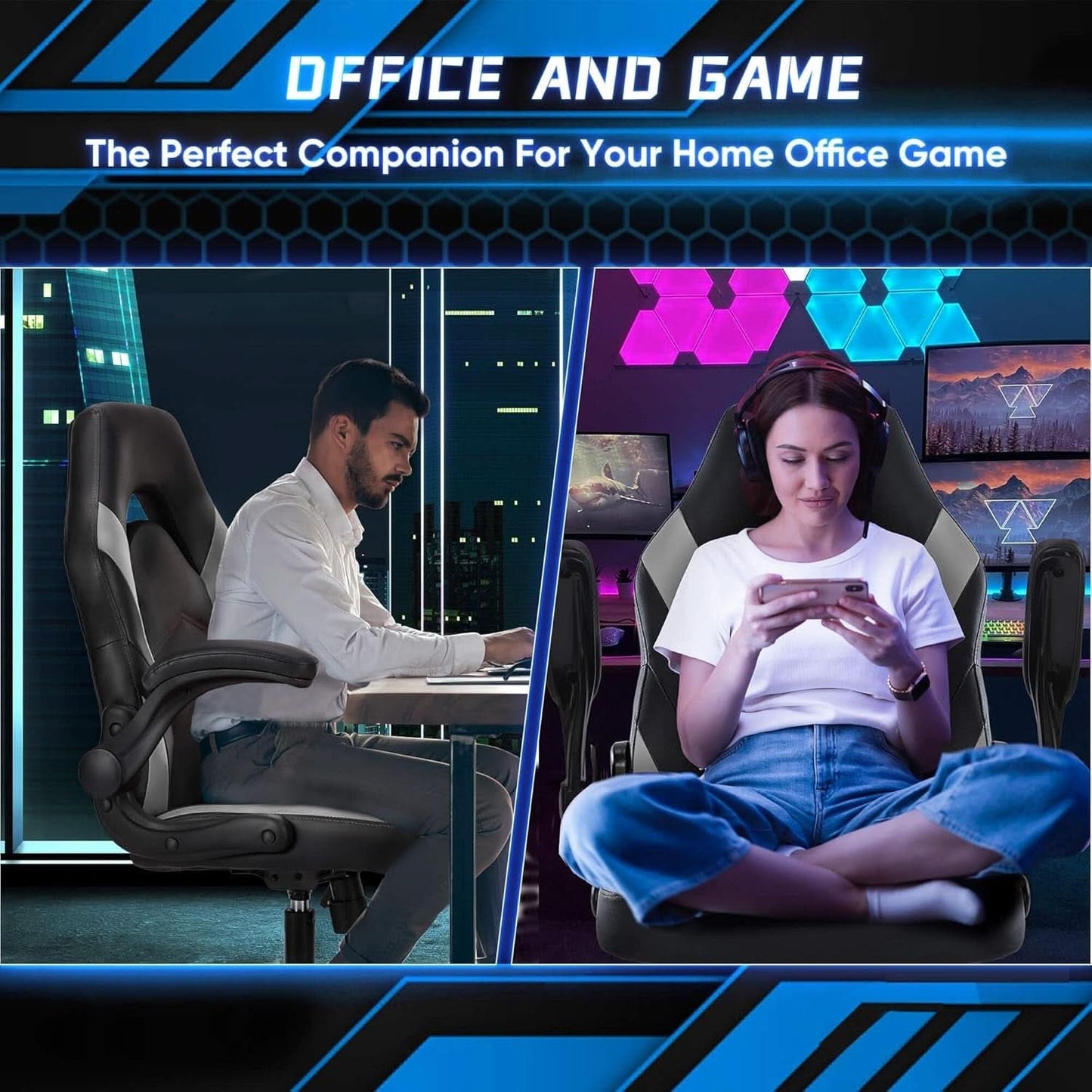 Big And Tall Leather Office Desk Gaming Chair With Adjustable Arms