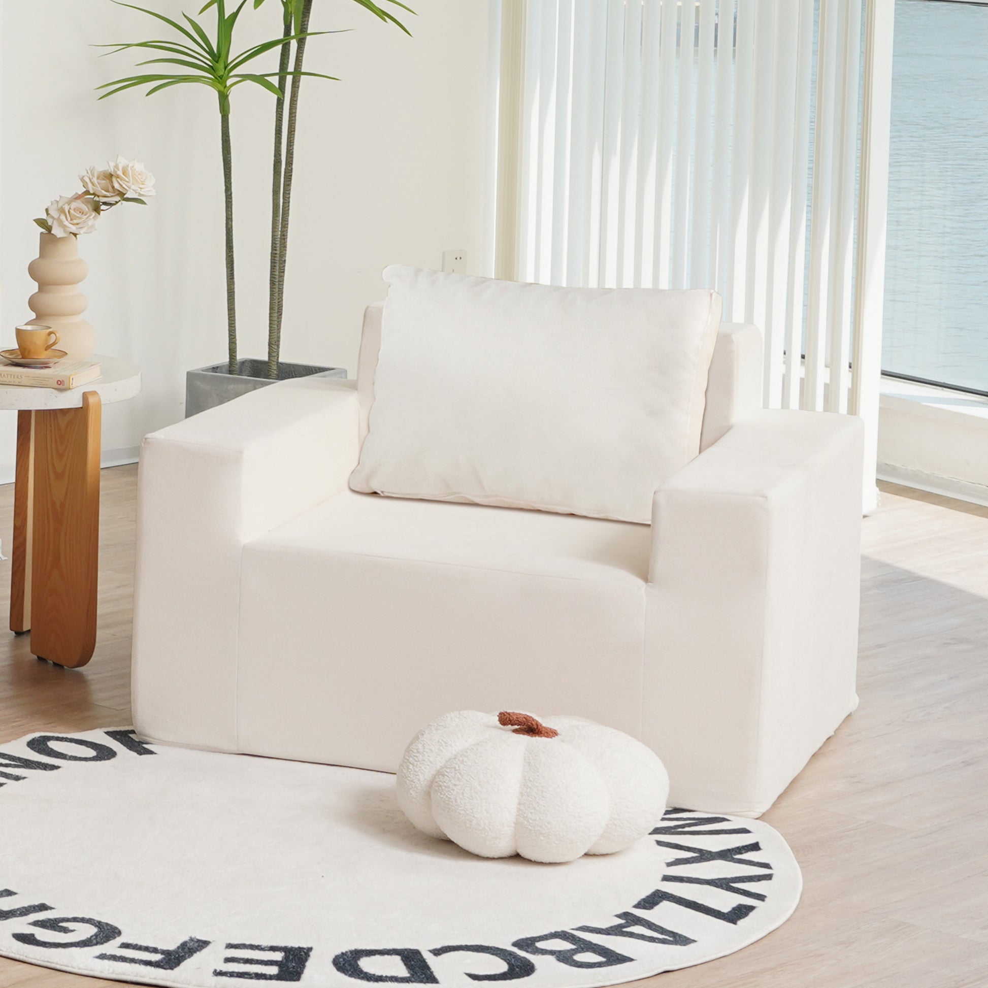 Sofa in a box Foam Sofa Couch with Pillow, Bean Bag Chairs for Adults Stuffed High-Density Foam - Image #0