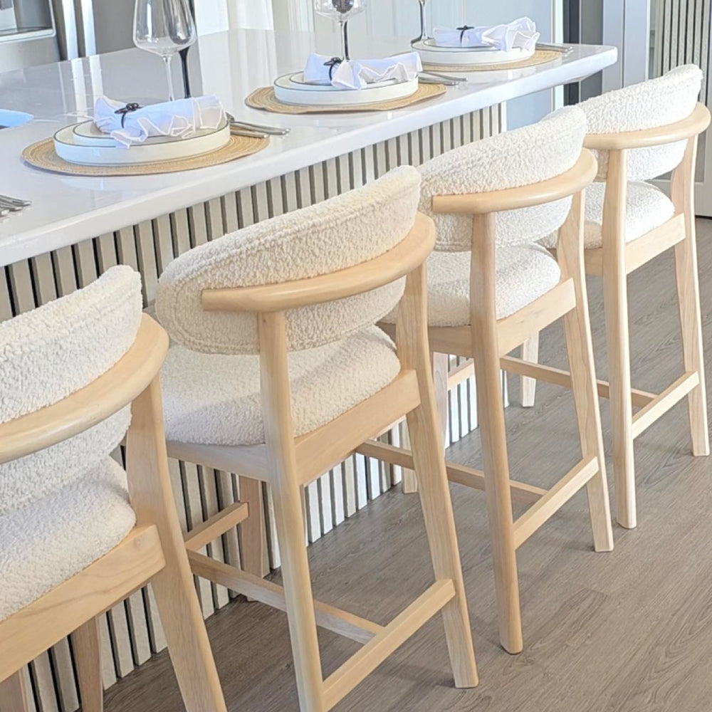 ACTU Counter Stools Set of 2, 26” Upholstered Bar Stools, Solid Wood, Mid-Century Modern - Image #0