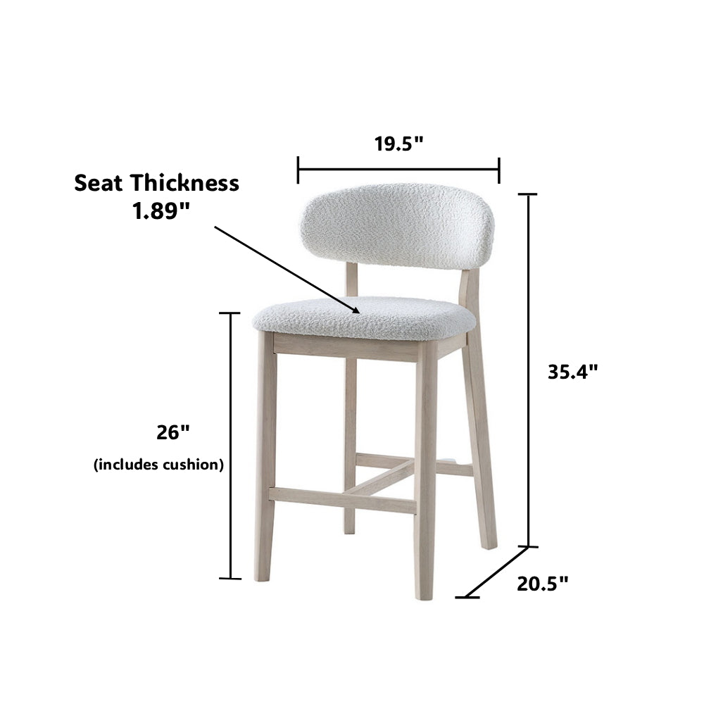 ACTU Counter Stools Set of 2, 26” Upholstered Bar Stools, Solid Wood, Mid-Century Modern - Image #0