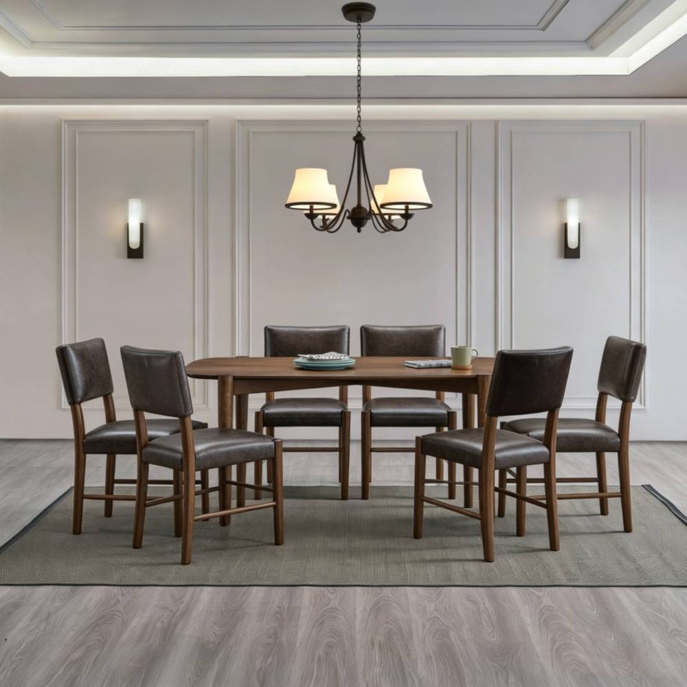 ACTU 58” Mid-Century Modern Dining Table Set for Small Spaces (Seats 4–6) - Image #0