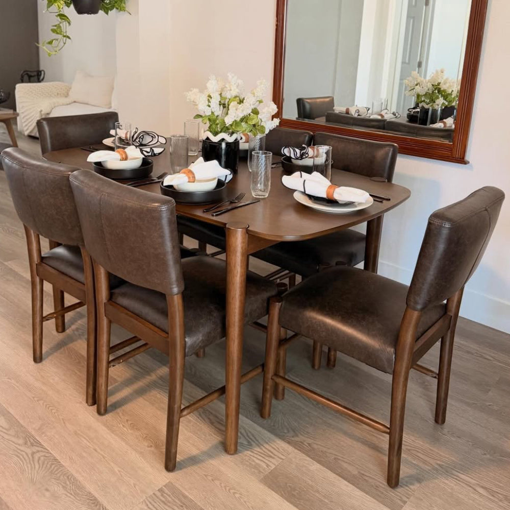 ACTU 58” Mid-Century Modern Dining Table Set for Small Spaces (Seats 4–6) - Image #0