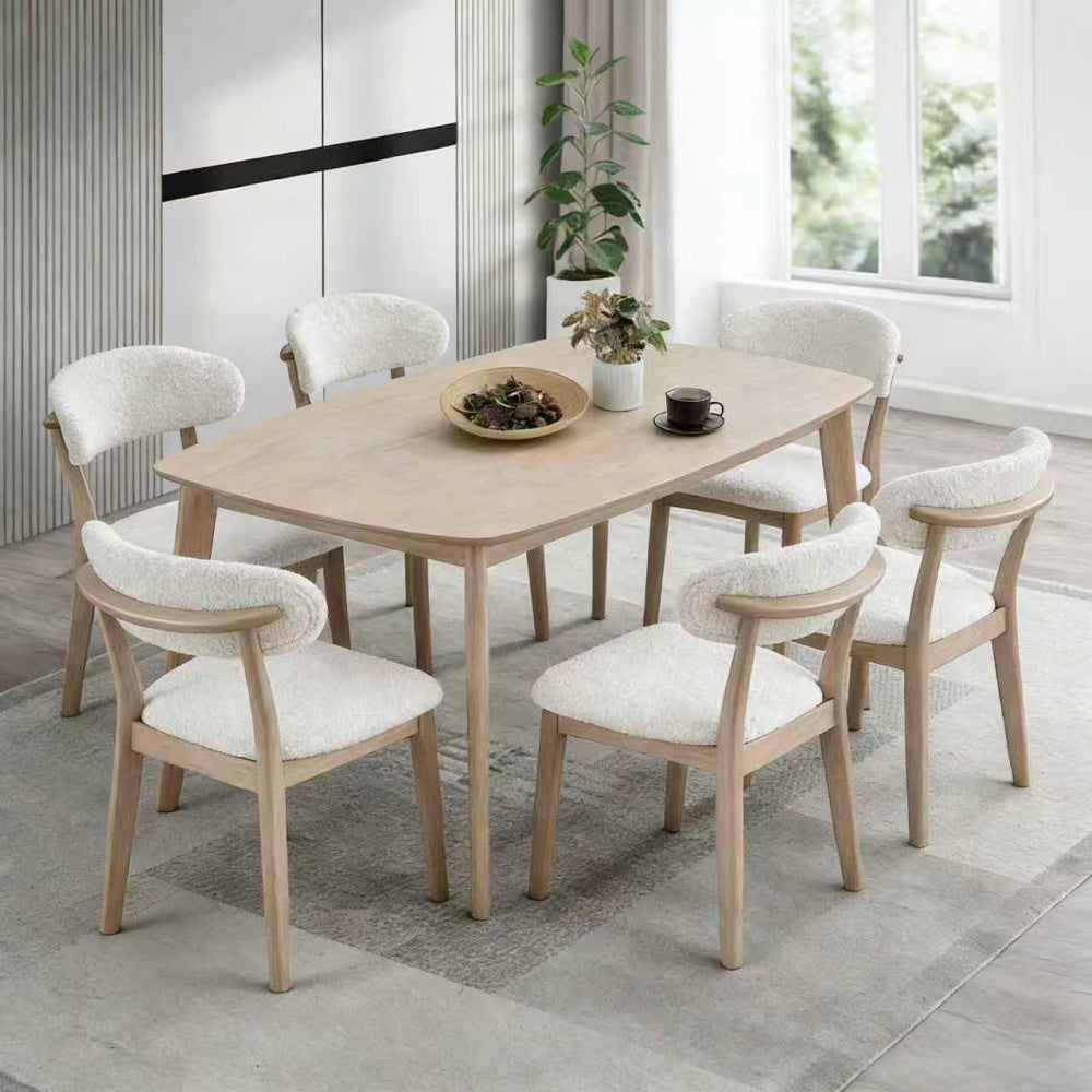 ACTU Scandinavian Dining Table Set with Upholstered Chairs for Small Spaces (Seats 4–6) - Image #0