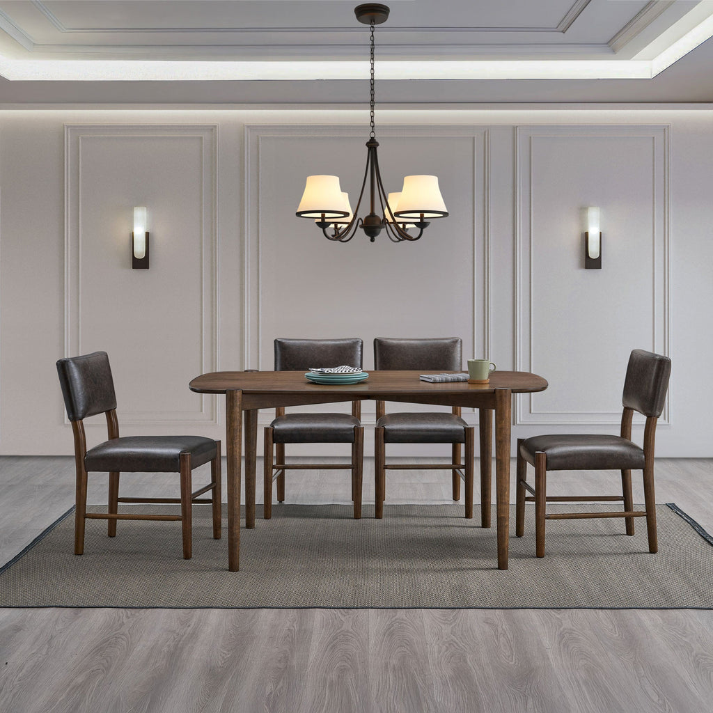 ACTU 58” Mid-Century Modern Dining Table Set for Small Spaces (Seats 4–6) - Image #0