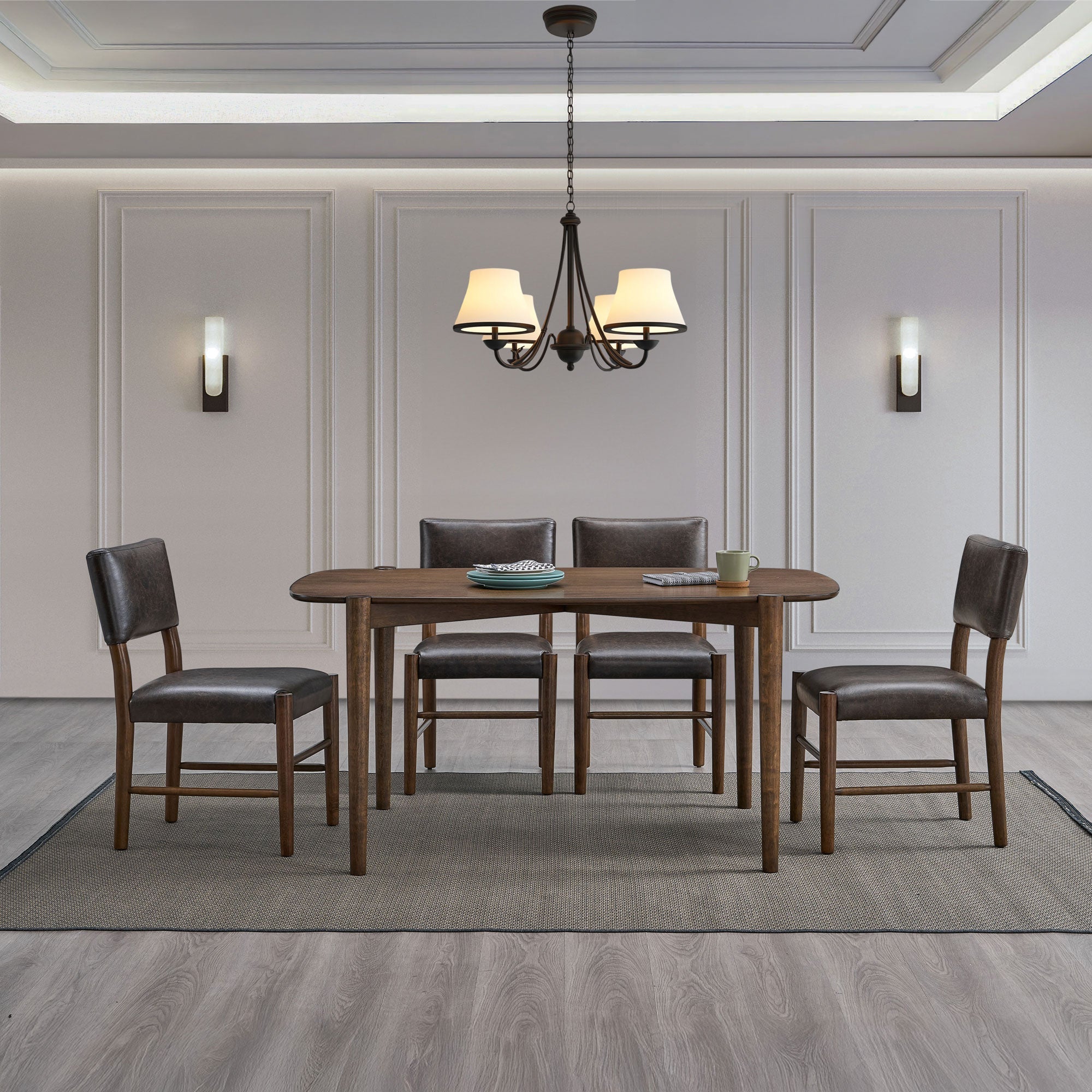 ACTU 58” Mid-Century Modern Dining Table Set for Small Spaces (Seats 4–6) - Image #0
