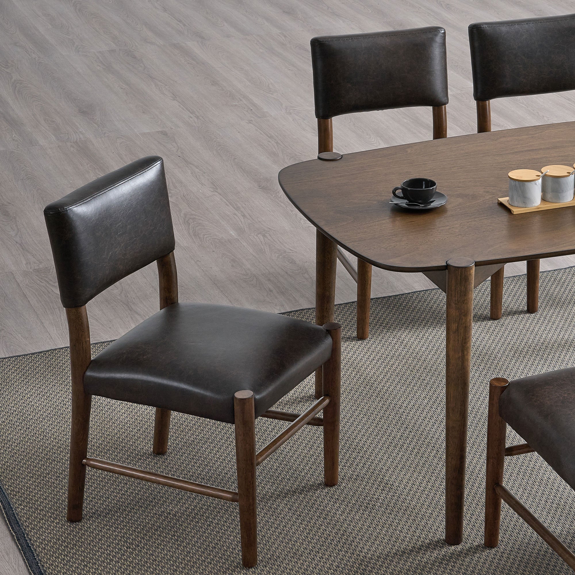 ACTU 58” Mid-Century Modern Dining Table Set for Small Spaces (Seats 4–6) - Image #0