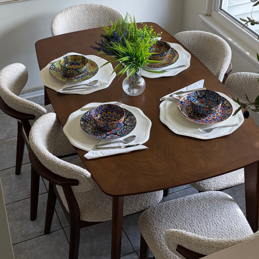 ACTU Scandinavian Dining Table Set with Upholstered Chairs for Small Spaces (Seats 4–6) - Image #0