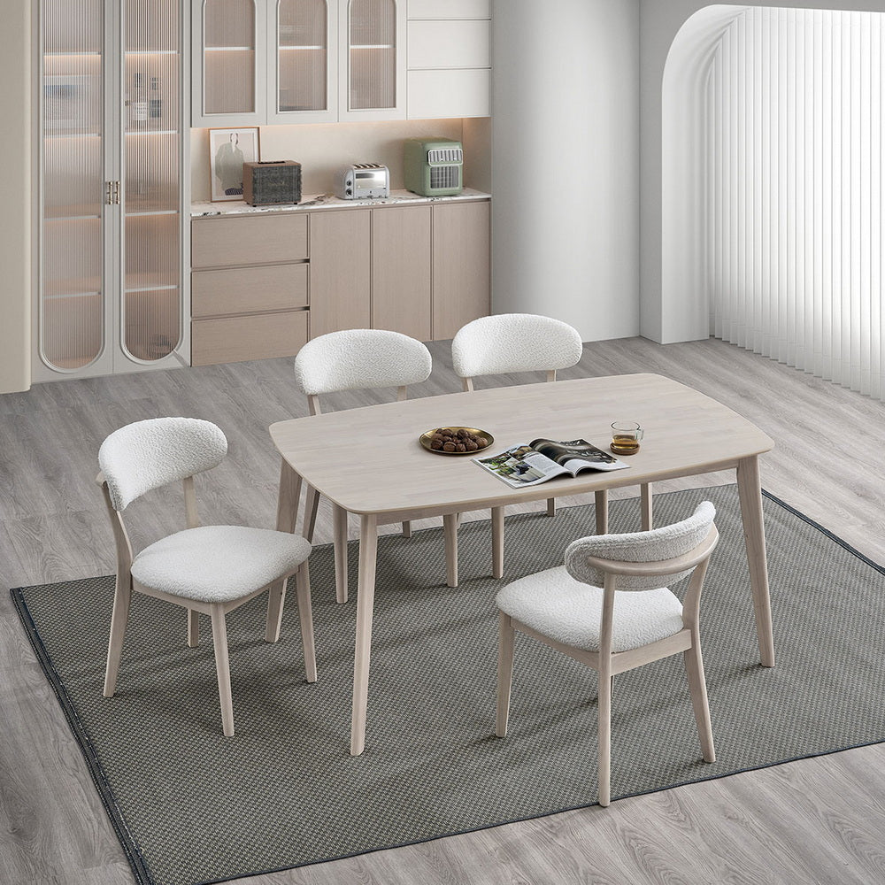 ACTU Scandinavian Dining Table Set with Upholstered Chairs for Small Spaces (Seats 4–6) - Image #0