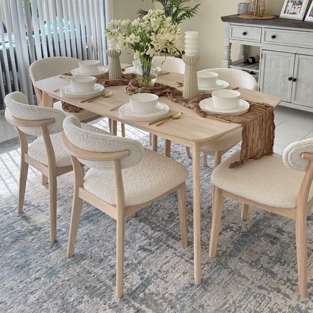 ACTU Scandinavian Dining Table Set with Upholstered Chairs for Small Spaces (Seats 4–6) - Image #0