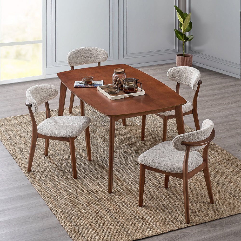 ACTU Scandinavian Dining Table Set with Upholstered Chairs for Small Spaces (Seats 4–6) - Image #0