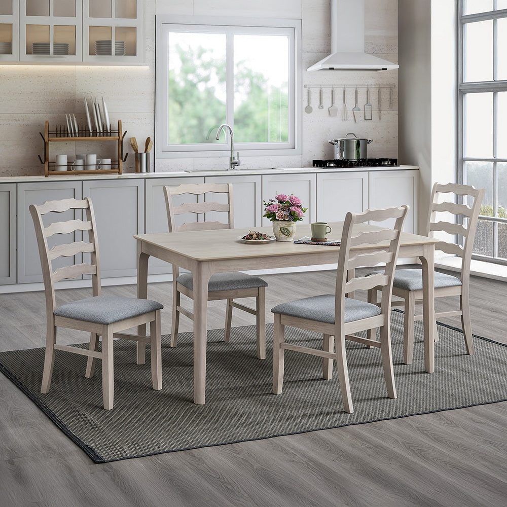 ACTU Farmhouse Dining Table Set with Upholstered Chairs for 4–6 - Image #0