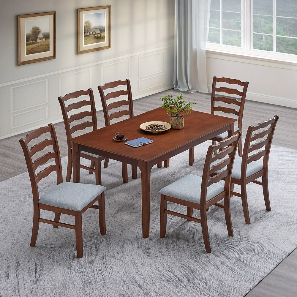 ACTU Farmhouse Dining Table Set with Upholstered Chairs for 4–6 - Image #0