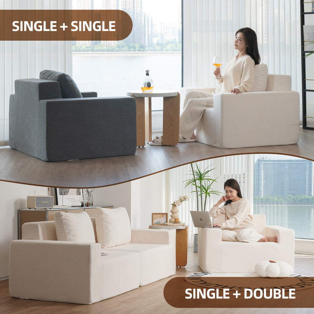 Sofa in a box Foam Sofa Couch with Pillow, Bean Bag Chairs for Adults Stuffed High-Density Foam - Image #0