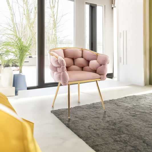 Luxury modern simple leisure velvet single sofa chair bedroom stool manicure table back chair pink set of 2