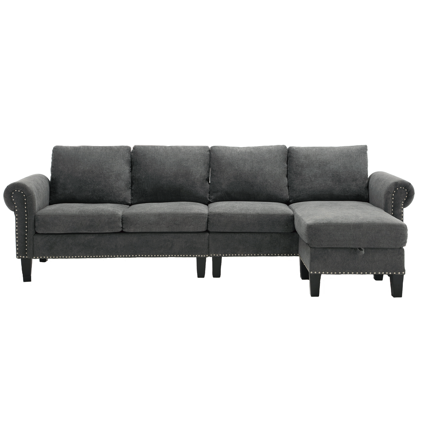 Convertible Sectional Sofa with Storage,L-shaped sofa Modern Linen Fabric Sectional Couches for Living Room,Gray - Image #0