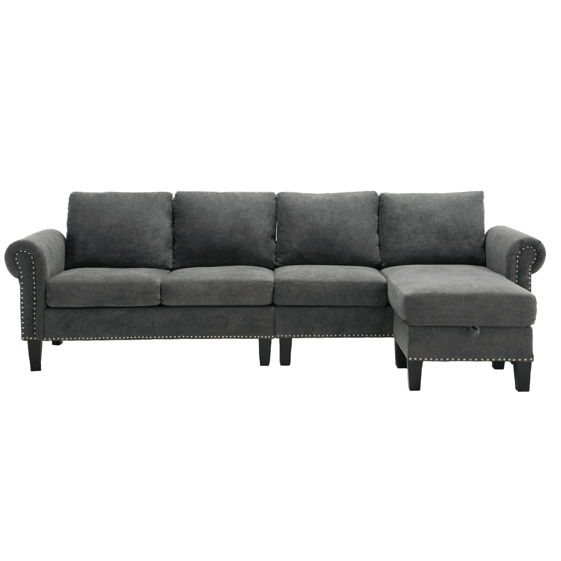 Convertible Sectional Sofa with Storage,L-shaped sofa Modern Linen Fabric Sectional Couches for Living Room,Gray - Image #0