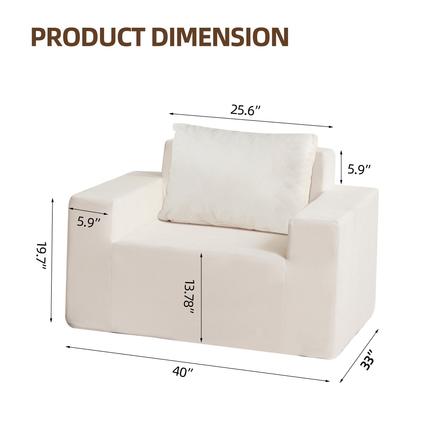 Sofa in a box Foam Sofa Couch with Pillow, Bean Bag Chairs for Adults Stuffed High-Density Foam - Image #0