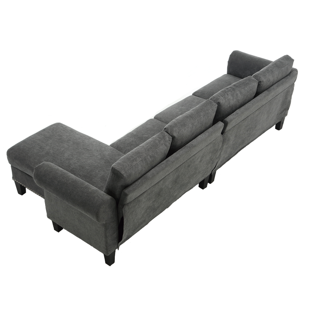 Convertible Sectional Sofa with Storage,L-shaped sofa Modern Linen Fabric Sectional Couches for Living Room,Gray - Image #0