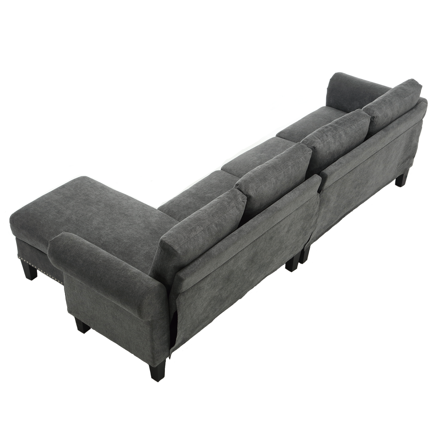 Convertible Sectional Sofa with Storage,L-shaped sofa Modern Linen Fabric Sectional Couches for Living Room,Gray - Image #0