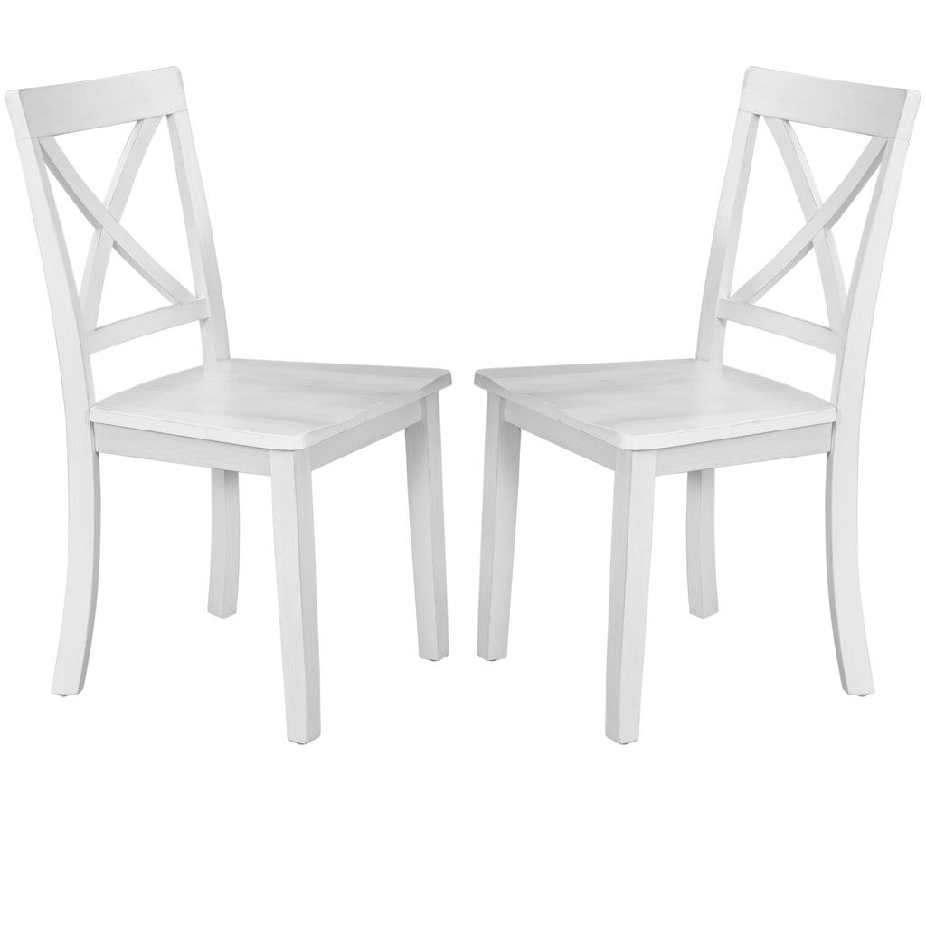 Orisfur 5 Pieces Dining Table and Chairs Set for 4 Persons Kitchen Room Solid Wood Table with 4 Chairs MDF + White + Solid Wood