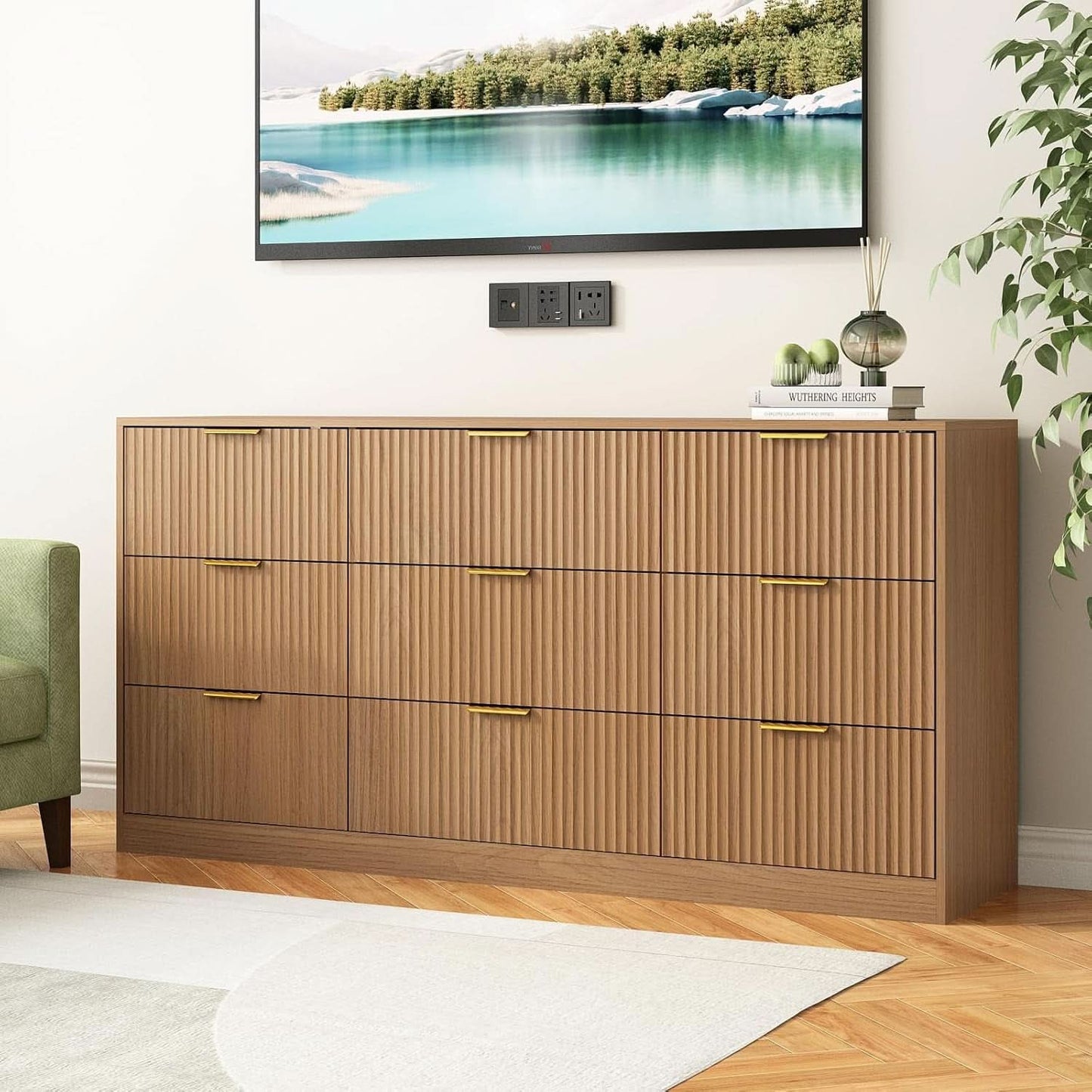 SixtyThreeInch Dresser With Deep Drawers NaturalFinish