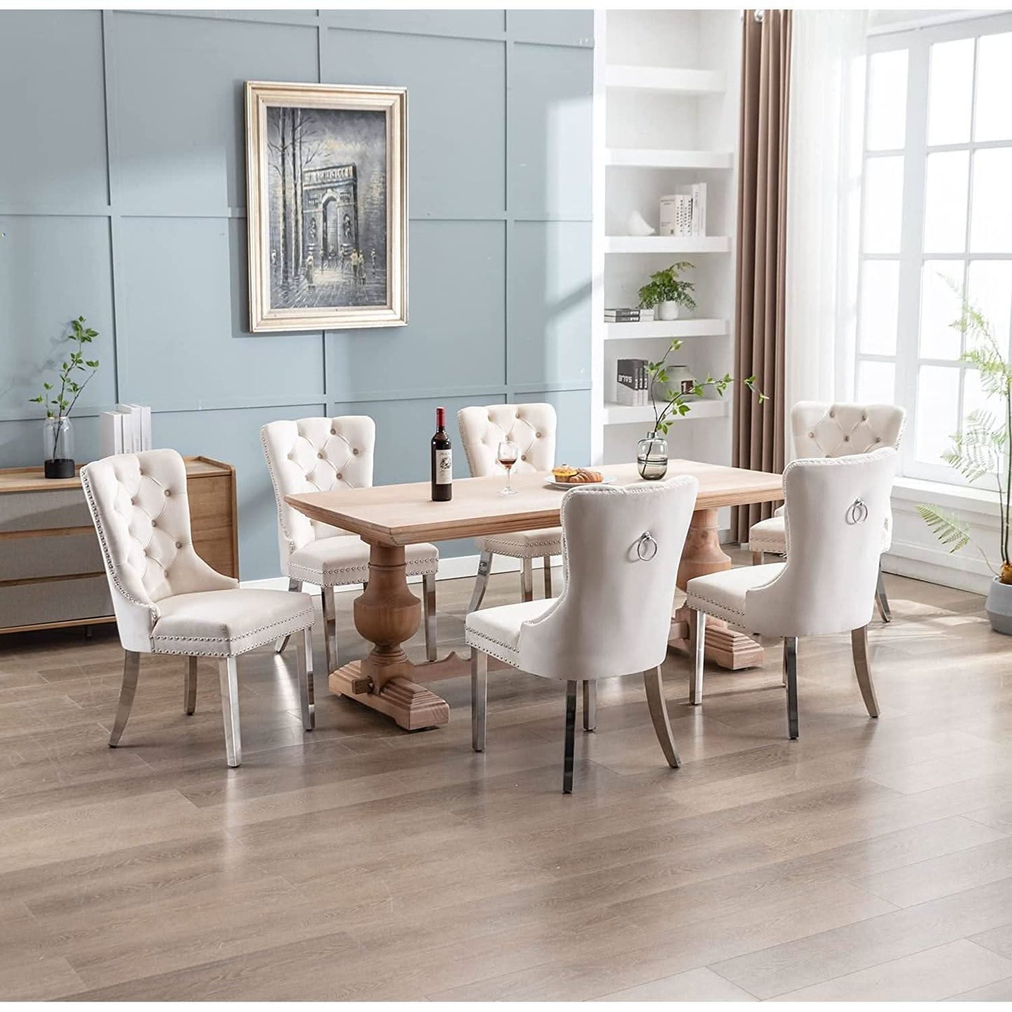 Velvet Dining Chairs Set Of 4 With Solid Wood Frame
