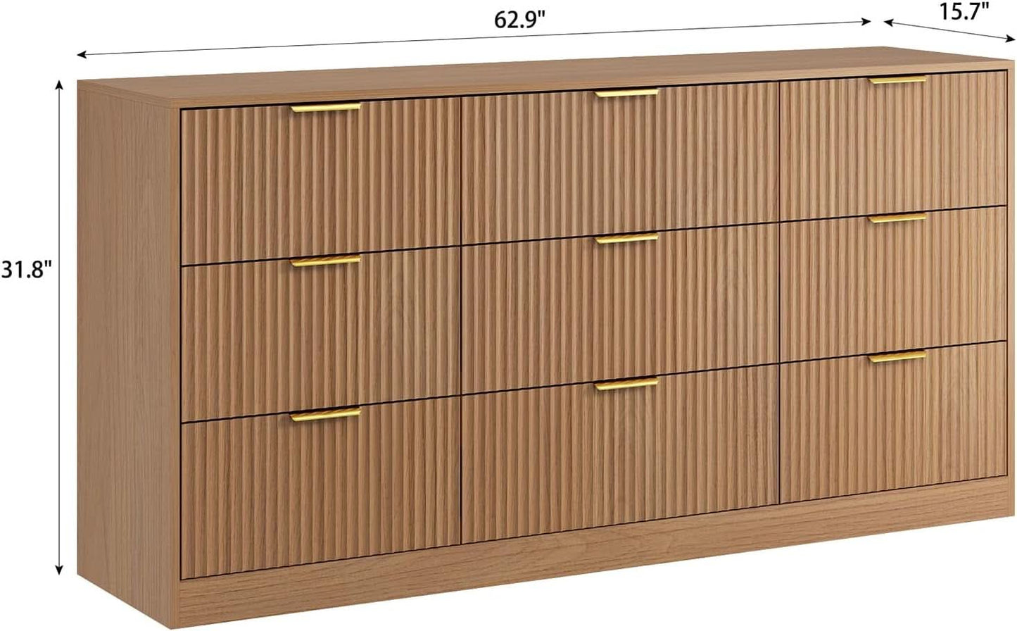 SixtyThreeInch Dresser With Deep Drawers NaturalFinish